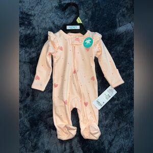 Carter's Peach Heart Print Preemie Footie